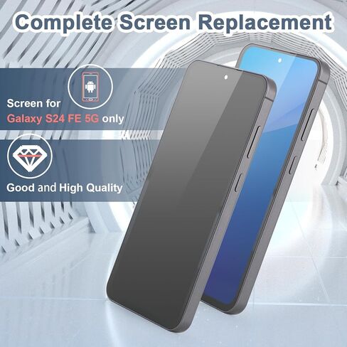 OLED Screen Replacement for Samsung Galaxy S24 FE 5G 6.7'' LCD Display for Samsung S24 FE 5G SM-S721B SM-S721U SM-S721W SM-S7210 SM-721N Touch Screen Digitizer Assembly with Installation Tools Black in Kuwait