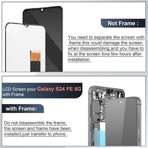 OLED Screen Replacement for Samsung Galaxy S24 FE 5G 6.7'' LCD Display for Samsung S24 FE 5G SM-S721B SM-S721U SM-S721W SM-S7210 SM-721N Touch Screen Digitizer Assembly with Installation Tools Black in Kuwait