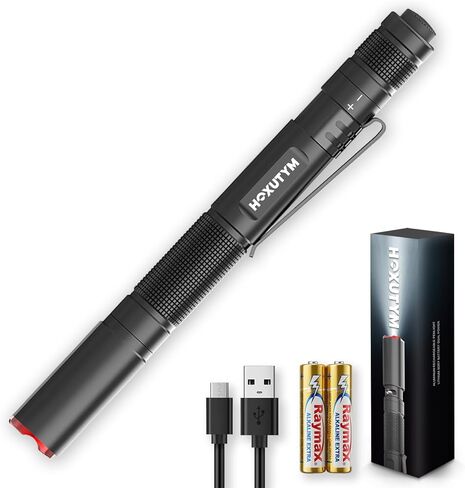 ضوء قلم قابل لإعادة الشحن، مصباح يدوي مزدوج الطاقة مع شحن USB-C أو نسخة احتياطية AAA، ضوء قلم جيب للفحص والعمل والاستخدام اليومي in Kuwait