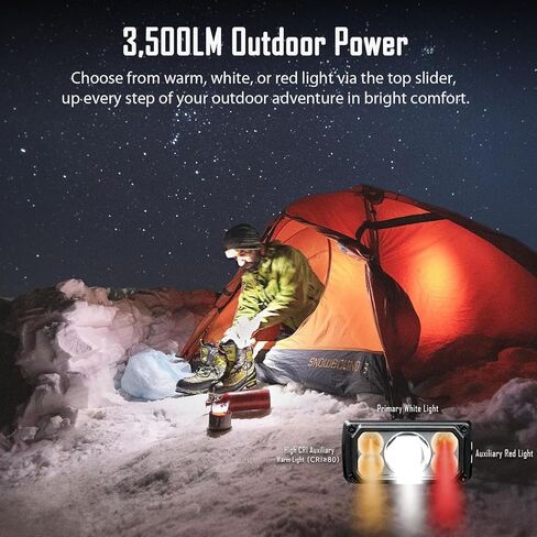 IMALENT HT70 LED Headlamp Rechargeable 3500 Lumens with Red Light, Super Bright Headlight Flashlight with Headband Waterproof for Camping, Hiking, Running in Kuwait