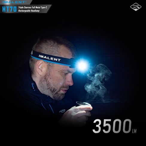 IMALENT HT70 LED Headlamp Rechargeable 3500 Lumens with Red Light, Super Bright Headlight Flashlight with Headband Waterproof for Camping, Hiking, Running in Kuwait