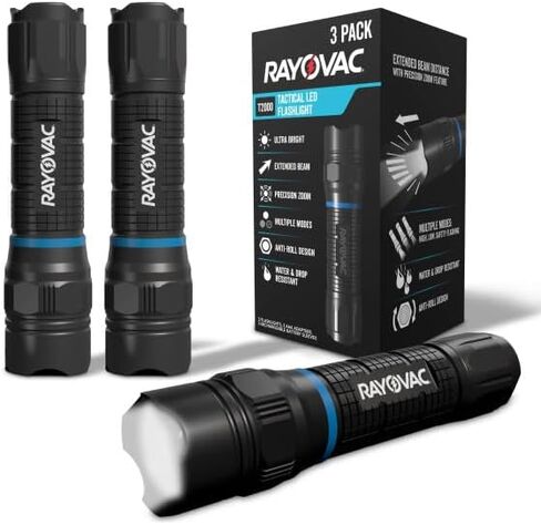 Energizer Rayovac T2000 Tactical LED Flashlights, 400 Lumens (3 Pack), Small Tactical Flashlights Ideal for Everyday Carry, Camping, Work, and Emergencies (Batteries not Included) in Kuwait