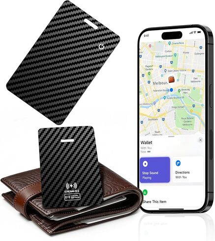 بطاقة تعقب المحفظة الرفيعة للغاية، متتبع المحفظة الذكية لـ Apple Find My - بطاقة تتبع المحفظة القابلة لإعادة الشحن، محدد موقع العناصر للمحفظة والأمتعة وجواز السفر والمحفظة وحقيبة الظهر [معتمد من Apple MFi] iOS فقط in Kuwait