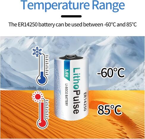 بطارية ليثيوم LithoPulse ER14250 1/2AA 3.6 فولت 1200 مللي أمبير في الساعة للمياه والكهرباء وعداد الغاز ومعدات المرافق PLC بطارية احتياطية Li-SOCL₂ بطارية LS14250 ER14250 غير قابلة لإعادة الشحن in Kuwait