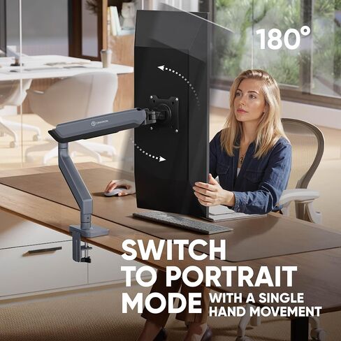 ONKRON Ultrawide Monitor Arm for 17-45 Inch Screen up to 33 lbs, Heavy Duty Single Monitor Mount, VESA 75x75-100x100, Adjustable Monitor Desk Mount Swivel, Tilt, Rotation, Clamp & Grommet Graphite in Kuwait