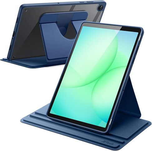 حافظة JETech دوارة لجهاز Samsung Galaxy Tab A11+/A11 Plus، غطاء حامل واقٍ يدور 360 درجة، ظهر شفاف، عرض متعدد الزوايا، استيقاظ/غفو تلقائي (أسود) in Kuwait