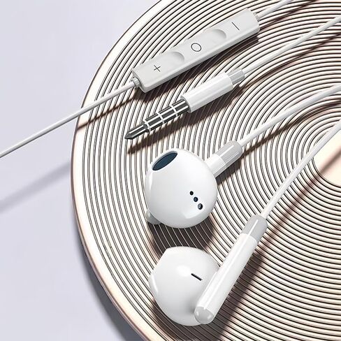 سماعات أذن سلكية مع قابس USB-C، كابل طويل 3.94 قدم، إلغاء الضوضاء، صوت محيطي، تصميم مريح، أبيض in Kuwait
