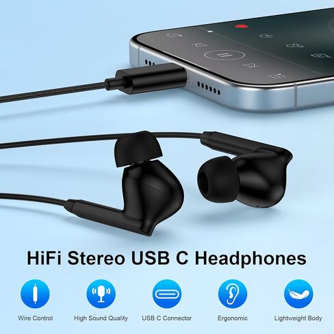 سماعات أذن سامسونج USB C لهاتف Samsung Galaxy A57 A37 S26 Ultra S25 FE S25 Edge S24 S23 A56 A36 A26 A16 Z Flip 7 Z Fold7، سماعات داخل الأذن USBC سماعات أذن سلكية من النوع C مع ميكروفون in Kuwait