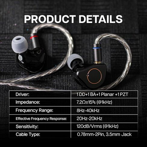 Linsoul SIMGOT SuperMix 4 1DD+1BA+1Planar+1PZT سماعات رأس هجينة، HiFi داخل الأذن مراقب IEM، سماعات أذن سلكية للألعاب + Kiwi Ears AD1 Type-C إلى كابل محول DAC لسماعات الرأس 3.5 مم in Kuwait
