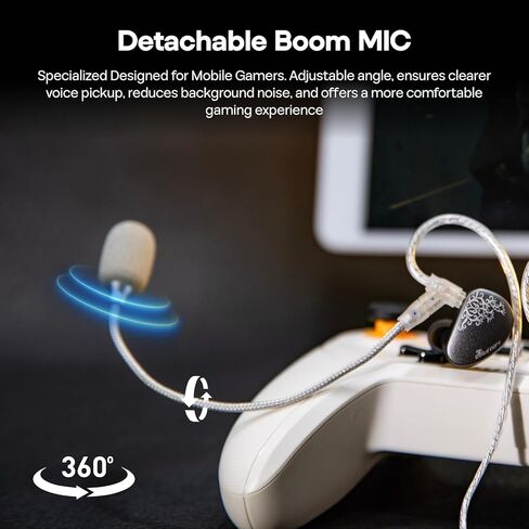 كابل Linsoul Kiwi Ears S-Link Type-C IEM، سلك سماعة أذن للألعاب مع DAC+DSP، ميكروفون مزدوج (ميكروفون بوم قابل للفصل + ميكروفون مدمج)، 3 أوضاع للتحكم الذكي، كابل مطلي بالفضة بطول 1.2 متر للاعبين (فضي، 2 دبوس) in Kuwait