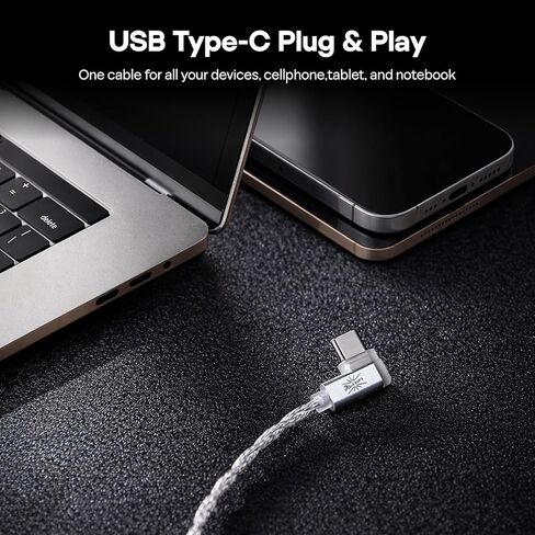 كابل Linsoul Kiwi Ears S-Link Type-C IEM، سلك سماعة أذن للألعاب مع DAC+DSP، ميكروفون مزدوج (ميكروفون بوم قابل للفصل + ميكروفون مدمج)، 3 أوضاع للتحكم الذكي، كابل مطلي بالفضة بطول 1.2 متر للاعبين (فضي، 2 دبوس) in Kuwait