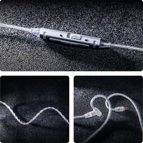 كابل Linsoul Kiwi Ears S-Link Type-C IEM، سلك سماعة أذن للألعاب مع DAC+DSP، ميكروفون مزدوج (ميكروفون بوم قابل للفصل + ميكروفون مدمج)، 3 أوضاع للتحكم الذكي، كابل مطلي بالفضة بطول 1.2 متر للاعبين (فضي، 2 دبوس) in Kuwait