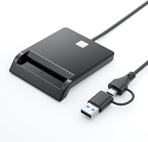 قارئ CAC، 2 في 1 USB-A وقارئ CAC من النوع C، قارئ بطاقات ذكية CAC للوصول المشترك USB العسكري متوافق مع Windows 10/11 وMac OS 10.15 وLinux in Kuwait