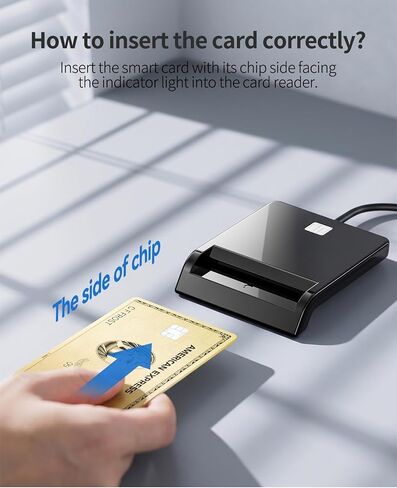 قارئ CAC، 2 في 1 USB-A وقارئ CAC من النوع C، قارئ بطاقات ذكية CAC للوصول المشترك USB العسكري متوافق مع Windows 10/11 وMac OS 10.15 وLinux in Kuwait
