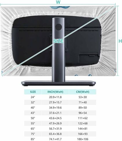 Enjoy Summer Indoor TV Dust Cover, Watercolor Blue Gradient Sea Shell Wood Grain Elastic TV Dustproof Cover for 40 Inch, Desktop Computer Monitor Dust Cover Protector for LED LCD OLED TVs 35"x22" in Kuwait
