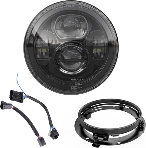 Z-OFFROAD Upgrade 7 Inch LED Headlight + 4.5 Inch Fog Passing Lights Lamps Compatible with Harley Davidson Electra Glide Ultra Classic Heritage Softail Road King Street Glide Fatboy - Chrome in Kuwait