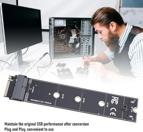 بطاقة محول Pomya 12 16 Pin SSD إلى M.2 Key M، بديلة لأجهزة الكمبيوتر المحمول OS X 2013-2017 تدعم PCIe 4.0 نقل عالي السرعة، التوصيل والتشغيل in Kuwait