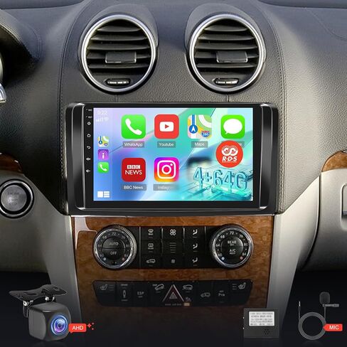 [4+64G] راديو سيارة لسيارة Mercedes Benz GL ML W164 X164 ML350 ML500 ML280 GL320 GL350 GL450 2005-2011 مع Carplay&Android Auto، شاشة لمس أندرويد 9 بوصة، 32 EQ صوت/بلوتوث/FM RDS/SWC in Kuwait