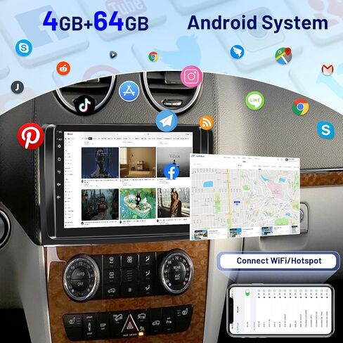 [4+64G] راديو سيارة لسيارة Mercedes Benz GL ML W164 X164 ML350 ML500 ML280 GL320 GL350 GL450 2005-2011 مع Carplay&Android Auto، شاشة لمس أندرويد 9 بوصة، 32 EQ صوت/بلوتوث/FM RDS/SWC in Kuwait