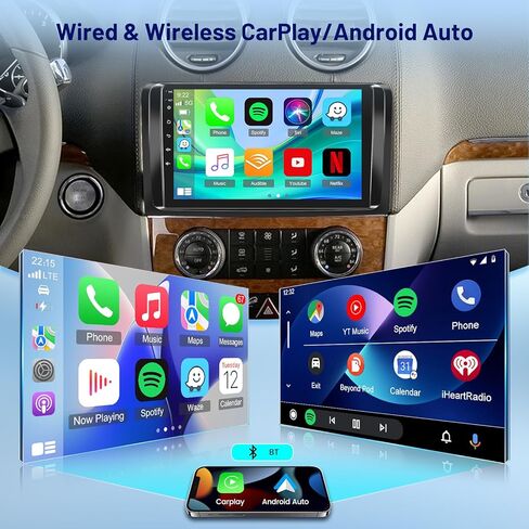 [4+64G] راديو سيارة لسيارة Mercedes Benz GL ML W164 X164 ML350 ML500 ML280 GL320 GL350 GL450 2005-2011 مع Carplay&Android Auto، شاشة لمس أندرويد 9 بوصة، 32 EQ صوت/بلوتوث/FM RDS/SWC in Kuwait