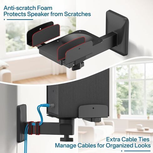 Pair of Adjustable Speaker Wall Mount for Klipsch Bookshelf Speaker Mount - Heavy Duty Side Clamping Wall Speaker Mounts for Klipsch R-40PM R50M RP-500M II RP-600M II Speaker Mount, 55 LBS Capacity in Kuwait