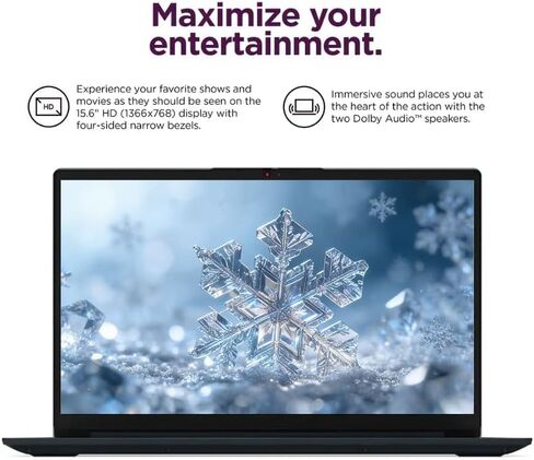 كمبيوتر محمول Lenovo IdeaPad مقاس 15.6 بوصة، ذاكرة وصول عشوائي 4 جيجابايت وذاكرة وصول عشوائي سعتها 128 جيجابايت SSD، معالج Intel ثنائي النواة، لوحة مفاتيح رقمية، Windows 11 Home، سماعات PLUSERA، أزرق هاوية (متجدد) in Kuwait