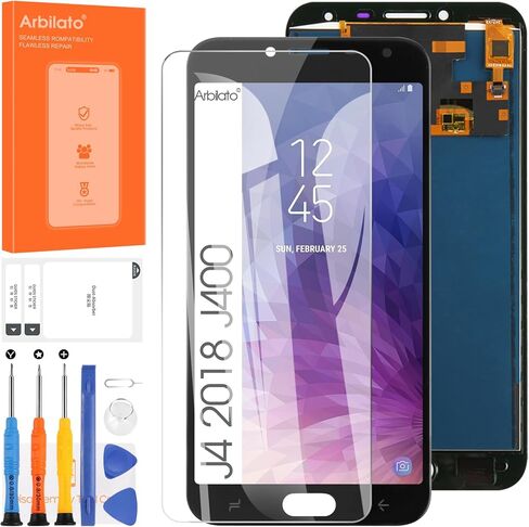 شاشة بديلة لشاشة Samsung Galaxy J4 2018 لشاشة Samsung J400 LCD SM-J400G، SM-J400F، SM-J400M أجزاء إصلاح مجموعة التحويل الرقمي التي تعمل باللمس (أسود) in Kuwait