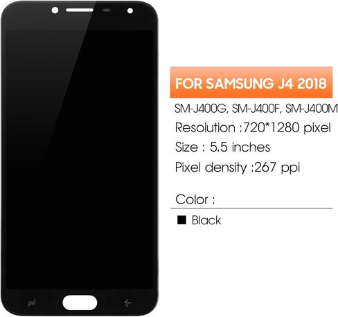 شاشة بديلة لشاشة Samsung Galaxy J4 2018 لشاشة Samsung J400 LCD SM-J400G، SM-J400F، SM-J400M أجزاء إصلاح مجموعة التحويل الرقمي التي تعمل باللمس (أسود) in Kuwait