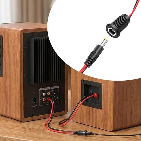 6 Sets Dc Power Jack Panel Mount Socket, Threaded Female Panel Mount Sockets Adapter with Dust Caps 2 Pin Solder Type with Dustproof Plug Connector 18awg Wire for Mp3 Phone Audio Video in Kuwait