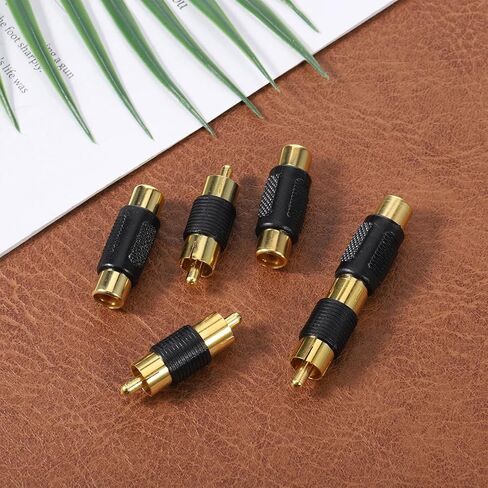 6 قطع محول RCA مطلي بالذهب، وصلات توصيل من أنثى إلى أنثى ومن ذكر إلى ذكر، موصل فيديو صوتي للفونو، ومكبر الصوت، ومكبر الصوت، وملحق كابل RCA in Kuwait