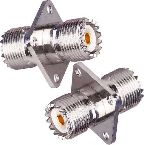 TUOLNK UHF أنثى إلى UHF أنثى 4 فتحات شفة لوحة هيكل جبل موصل SO239 PL259 موصل كابل توصيل محوري RF لحام محول محوري حزمة من 2 in Kuwait