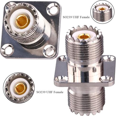 TUOLNK UHF أنثى إلى UHF أنثى 4 فتحات شفة لوحة هيكل جبل موصل SO239 PL259 موصل كابل توصيل محوري RF لحام محول محوري حزمة من 2 in Kuwait