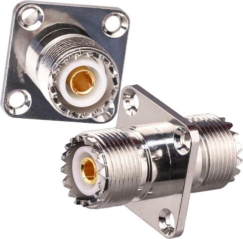 TUOLNK UHF أنثى إلى UHF أنثى 4 فتحات شفة لوحة هيكل جبل موصل SO239 PL259 موصل كابل توصيل محوري RF لحام محول محوري حزمة من 2 in Kuwait