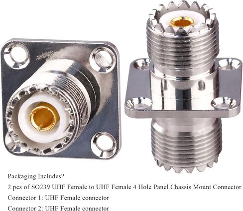 TUOLNK UHF أنثى إلى UHF أنثى 4 فتحات شفة لوحة هيكل جبل موصل SO239 PL259 موصل كابل توصيل محوري RF لحام محول محوري حزمة من 2 in Kuwait
