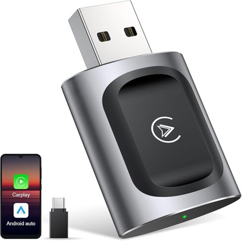 AuroraLink JC015 محول CarPlay اللاسلكي 2 في 1 - ترقية 2026، التوصيل والتشغيل، اتصال فائق السرعة 5.8 جيجا هرتز، تجربة تشبه OEM لسيارات CarPlay السلكية في المصنع (موديلات 2016+، iOS 10+) in Kuwait