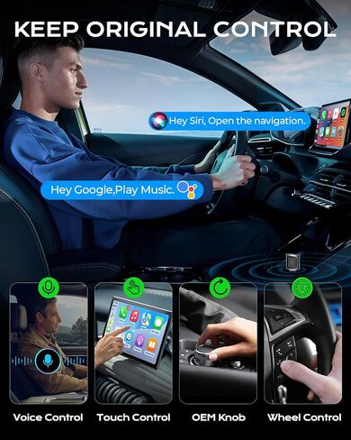 AuroraLink JC015 محول CarPlay اللاسلكي 2 في 1 - ترقية 2026، التوصيل والتشغيل، اتصال فائق السرعة 5.8 جيجا هرتز، تجربة تشبه OEM لسيارات CarPlay السلكية في المصنع (موديلات 2016+، iOS 10+) in Kuwait