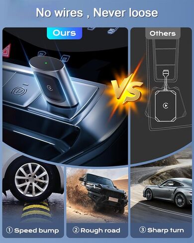 AuroraLink JC015 محول CarPlay اللاسلكي 2 في 1 - ترقية 2026، التوصيل والتشغيل، اتصال فائق السرعة 5.8 جيجا هرتز، تجربة تشبه OEM لسيارات CarPlay السلكية في المصنع (موديلات 2016+، iOS 10+) in Kuwait