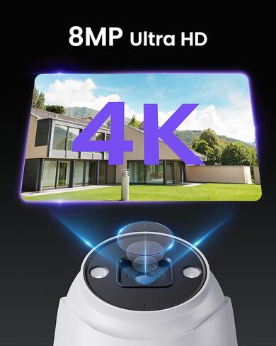 نظام كاميرا أمان Loocam POE 4K - 4 قطع كاميرات IP Dome رؤية ليلية ملونة، نظام أمان NVR 8CH 8MP مع محرك أقراص ثابتة 2 تيرابايت، صوت ثنائي الاتجاه، اكتشاف الشخص/المركبة بالذكاء الاصطناعي لنظام كاميرا تسجيل 24/7 in Kuwait