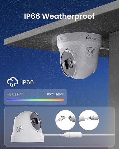 نظام كاميرا أمان Loocam POE 4K - 4 قطع كاميرات IP Dome رؤية ليلية ملونة، نظام أمان NVR 8CH 8MP مع محرك أقراص ثابتة 2 تيرابايت، صوت ثنائي الاتجاه، اكتشاف الشخص/المركبة بالذكاء الاصطناعي لنظام كاميرا تسجيل 24/7 in Kuwait