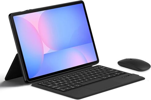 حافظة لوحة مفاتيح لجهاز Lenovo Tab P11 Gen 2 مقاس 11.2 بوصة TB-132FU/138FC، لوحة مفاتيح بلوتوث لاسلكية مدمجة بإضاءة خلفية بـ 7 ألوان، أزرار متعددة الوظائف، تحكم بالإيماءات - أسود (عادي - ماوس مجاني) in Kuwait