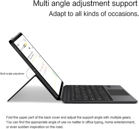 حافظة لوحة مفاتيح لجهاز Lenovo Tab P11 Gen 2 مقاس 11.2 بوصة TB-132FU/138FC، لوحة مفاتيح بلوتوث لاسلكية مدمجة بإضاءة خلفية بـ 7 ألوان، أزرار متعددة الوظائف، تحكم بالإيماءات - أسود (عادي - ماوس مجاني) in Kuwait