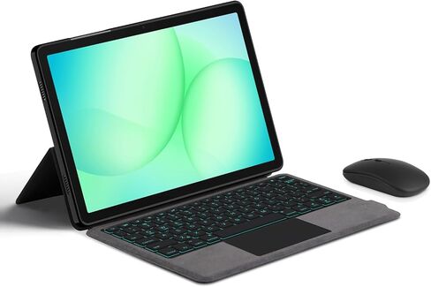 حافظة لوحة المفاتيح الذكية لجهاز Samsung Galaxy Tab A11+ / A11 Plus 11 بوصة 2025 (SM-X310/SM-X315/SM-X236) غطاء لوحة مفاتيح باللغة الإنجليزية مع لوحة لمس مدمجة، مفاتيح بإضاءة خلفية بسبعة ألوان، تتضمن ماوس (أسود) in Kuwait
