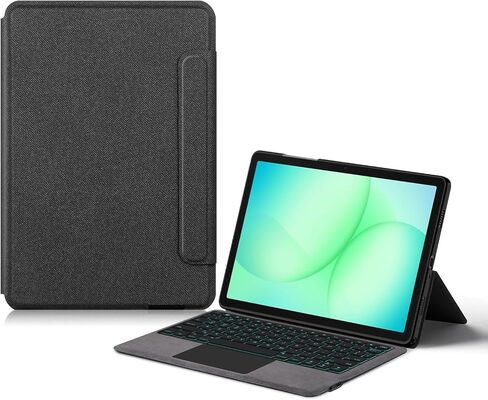 حافظة لوحة المفاتيح الذكية لجهاز Samsung Galaxy Tab A11+ / A11 Plus 11 بوصة 2025 (SM-X310/SM-X315/SM-X236) غطاء لوحة مفاتيح باللغة الإنجليزية مع لوحة لمس مدمجة، مفاتيح بإضاءة خلفية بسبعة ألوان، تتضمن ماوس (أسود) in Kuwait