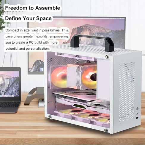 حافظة كمبيوتر Asixxsix MATX ITX، حافظة كمبيوتر ITX تدعم ما يصل إلى 335 مم وحدة معالجة الرسومات، 6 حوامل مراوح، مقبض قابل للإزالة، تدعم اللوحة الأم MATX، مزود طاقة ATX، للألعاب والمكاتب in Kuwait