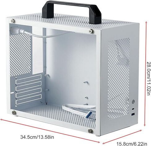 حافظة كمبيوتر Asixxsix MATX ITX، حافظة كمبيوتر ITX تدعم ما يصل إلى 335 مم وحدة معالجة الرسومات، 6 حوامل مراوح، مقبض قابل للإزالة، تدعم اللوحة الأم MATX، مزود طاقة ATX، للألعاب والمكاتب in Kuwait