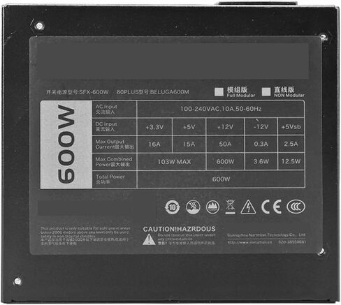 80Plus 500/600W PSU هيكل إمداد الطاقة الأسود حافظة كمبيوتر صغيرة مدخلات 100/240 فولت in Kuwait