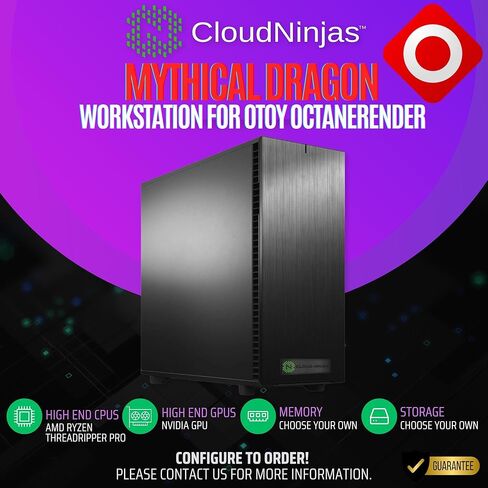 محطة عمل Cloud Ninjas لـ OTOY OctaneRender Threadripper PRO 9965WX NVIDIA RTX 5080 16GB 256GB DDR5 ECC Reg NVMe M.2 in Kuwait