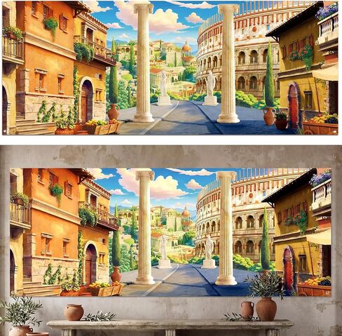 fanfanwin 6x18ft روما موضوع خلفية 2026 vbs السوق الرومانية القديمة خلفية العملاق النسيج الجدار شنقا راية روما موضوع حزب الديكور التصوير الدعائم لقضاء عطلة الكتاب المقدس مدرسة الكنيسة ديكور in Kuwait