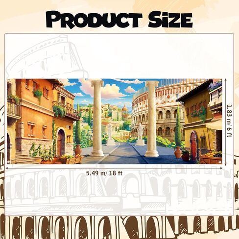 fanfanwin 6x18ft روما موضوع خلفية 2026 vbs السوق الرومانية القديمة خلفية العملاق النسيج الجدار شنقا راية روما موضوع حزب الديكور التصوير الدعائم لقضاء عطلة الكتاب المقدس مدرسة الكنيسة ديكور in Kuwait