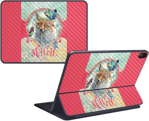 MightySkins Carbon Fiber Skin for Apple iPad Pro Smart Keyboard 11" (2018) - Fabulous Flamingo - Protective, Durable Textured Carbon Fiber Finish - Easy to Apply, Remove - Made in The USA in Kuwait